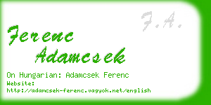 ferenc adamcsek business card